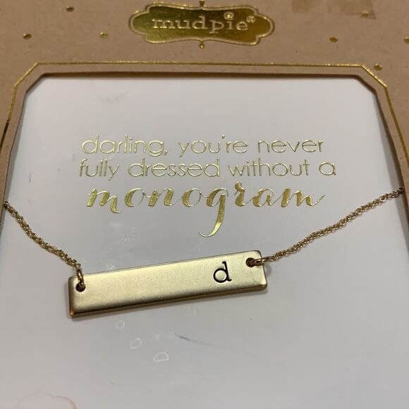 Mud Pie Chelsea bar initial “d” 16 inch necklace goldtone - Picture 3 of 3